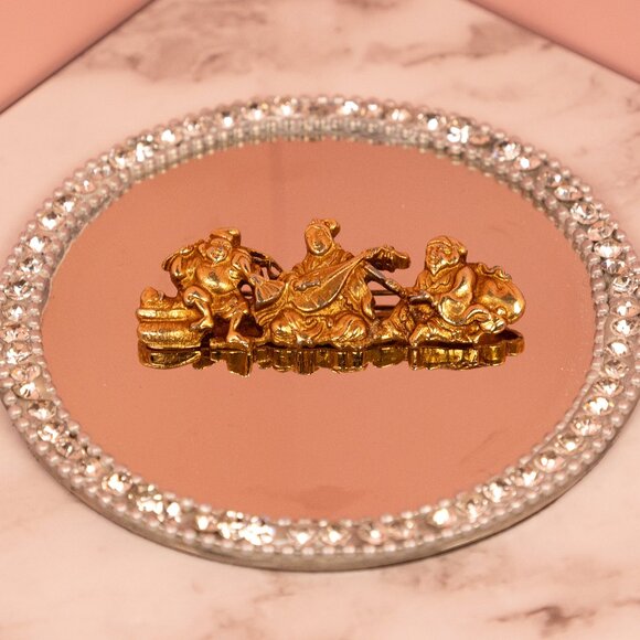 Museum Art Replica Gold Tone Brooch Pin - Picture 1 of 2